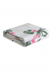 Leaf Pattern Soft Blanket Cotton White 150x200centimeter