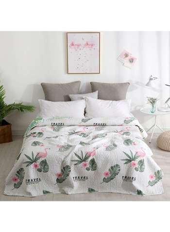 Leaf Pattern Soft Blanket Cotton White 150x200centimeter