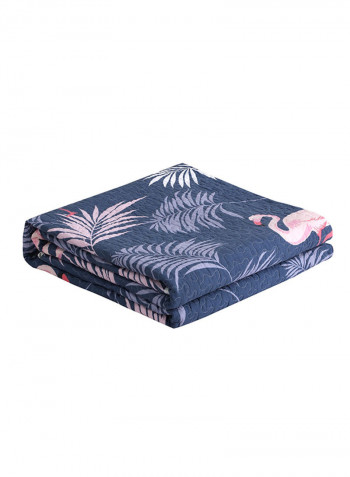 Leaf Pattern Soft Quilting Bedding Cotton Blue 150x200centimeter