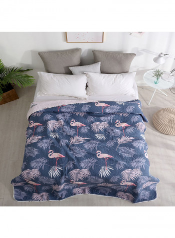 Leaf Pattern Soft Quilting Bedding Cotton Blue 150x200centimeter