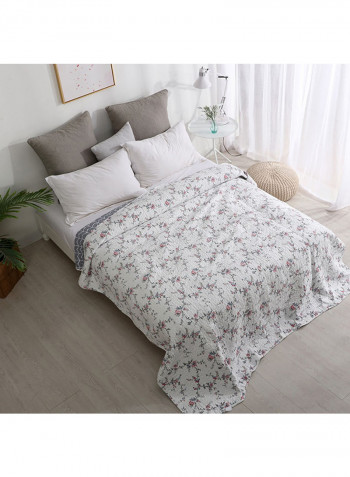 Soft Floral Pattern Bed Blanket Cotton Multicolour 150x200centimeter