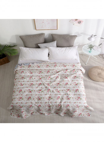 Soft Floral Pattern Bed Blanket Cotton Multicolour 150x200centimeter