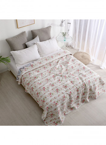 Soft Floral Pattern Bed Blanket Cotton Multicolour 150x200centimeter