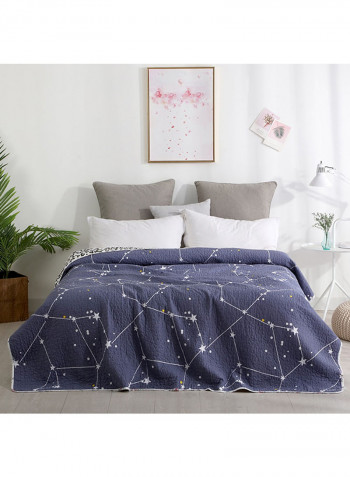 Soft Geometry Pattern Blanket Cotton Blue/White 150x200centimeter