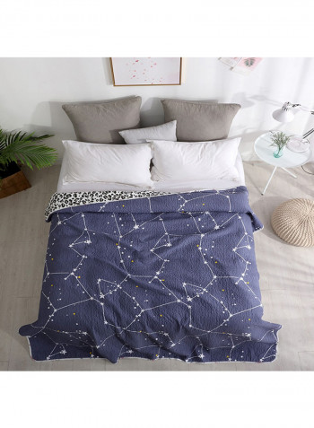 Soft Geometry Pattern Blanket Cotton Blue/White 150x200centimeter