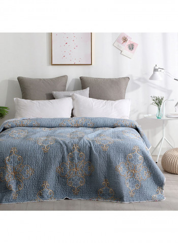 Soft Floral Printed Blanket Cotton Blue 150x200centimeter