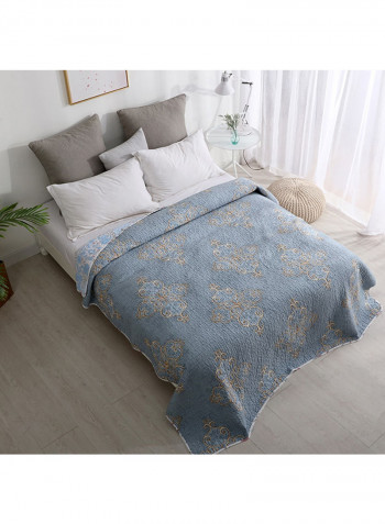 Soft Floral Printed Blanket Cotton Blue 150x200centimeter