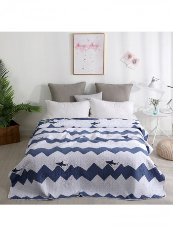 Wave Fish Pattern Soft Bed Blanket Cotton Multicolour 150x200centimeter