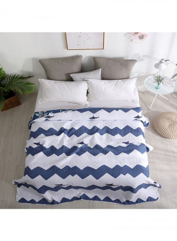 Wave Fish Pattern Soft Bed Blanket Cotton Multicolour 150x200centimeter