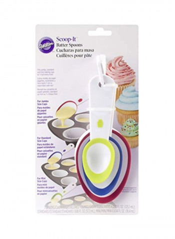 3-Piece Scoop-It Batter Spoon White/red/Green 8.5x3x2inch
