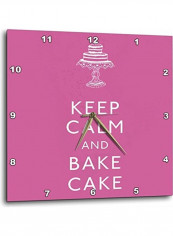 Keep Calm And Bake Cake Printed Wall Clock Pink/White 15x15x0.1inch