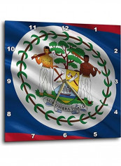 Flag Of Belize Waving Wall Clock Multicolour 15x15inch