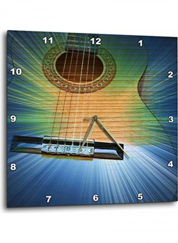 Guitar Printed Analog Wall Clock Multicolour 15x15x0.1inch