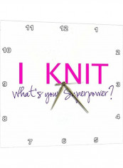 I Knit - Whats Your Superpower Wall Clock Multicolour 15 X 15inch