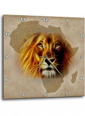 King Of The Jungle Lion And Africa Map Art Original Wall Clock Multicolour 15x15inch
