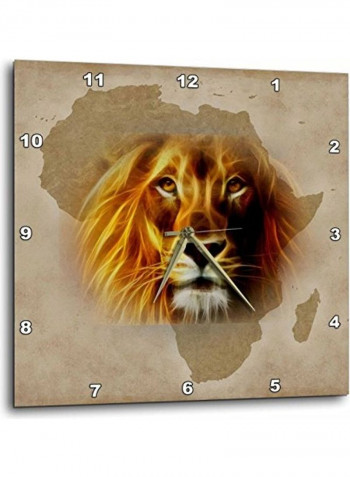 King Of The Jungle Lion And Africa Map Art Original Wall Clock Multicolour 15x15inch