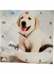 Puppy Printed Analog Wall Clock Multicolour 15x15x0.1inch