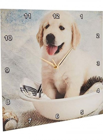 Puppy Printed Analog Wall Clock Multicolour 15x15x0.1inch