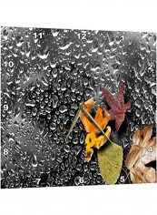 Autumn Leaves Printed Analog Wall Clock Multicolour 15x15x0.1inch