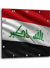 Flag Of Iraq Waving The Wind Printed Wall Clock Multicolour 15x15inch