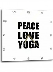 Peace Love Yoga Printed Wall Clock White/Black 15x15x0.1inch