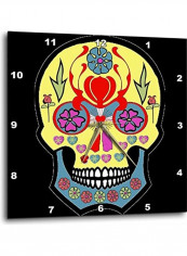 Sugar Skull With Flowers Wall Clock m 15x15inch