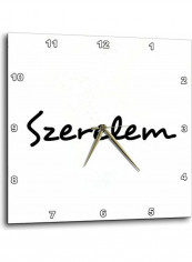 Szerelem Text Printed Wall Clock White/Black 15x15x0.1inch
