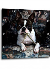 Boston Terrier Printed Analog Wall Clock Multicolour 15x15x0.1inch