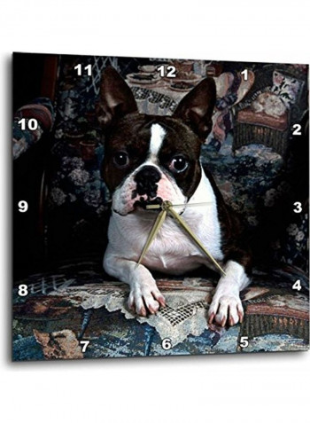 Boston Terrier Printed Analog Wall Clock Multicolour 15x15x0.1inch