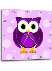 Cute Purple Owl Background Wall Clock Purple 15x15inch