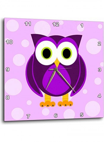 Cute Purple Owl Background Wall Clock Purple 15x15inch