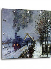 DPP 80521 3 Picture Of Monets Famous Painting Train In The Snow Wall Clock Multicolour 15x15inch