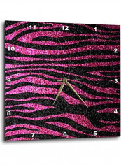 Hot Pink And Black Zebra Print Wall Clock Multicolour 15 x 15inch