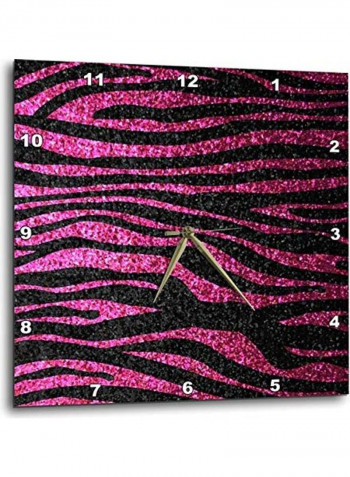 Hot Pink And Black Zebra Print Wall Clock Multicolour 15 x 15inch
