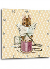 Sewing Mouse Printed Analog Wall Clock Multicolour 15x15x0.1inch