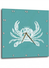 DPP 164898 3 White Crab Etched Teal Wall Clock Multicolour 15x15inch