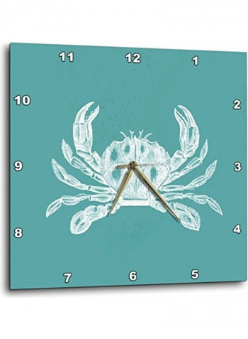DPP 164898 3 White Crab Etched Teal Wall Clock Multicolour 15x15inch