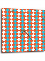 Orange, White And Aqua Diamond Shapes Pattern Wall Clock Multicolour 15 X 15inch