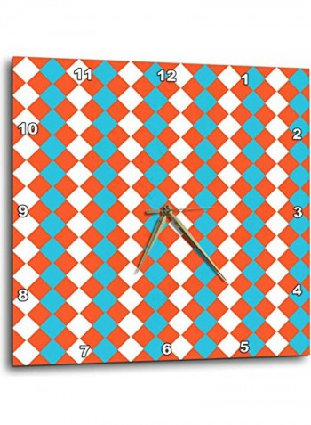 Orange, White And Aqua Diamond Shapes Pattern Wall Clock Multicolour 15 X 15inch