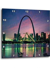 St Louis Missouri Arch At Night Wall Clock Multicolour 15x15inch