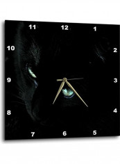 Cat Printed Analog Wall Clock Black/Green 15x15x0.1inch