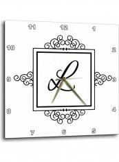 Initial Letter L Personal Monogrammed Wall Clock White/Black 15x15inch