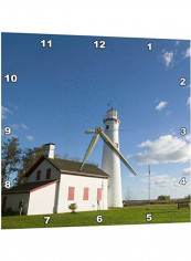 Lake Huron Shore Sturgeon Point Lighthouse Wall Clock Multicolour 15x15inch