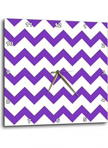 Chevron Printed Analog Wall Clock White/Purple 15x15x0.1inch