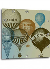 Vintage French Hot Air Balloons Wall Clock Multicolour 15 X 15inch