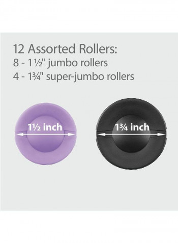 Instant Heat Jumbo And Super Jumbo Hot Rollers Black/Purple 12x6.625x6.5inch