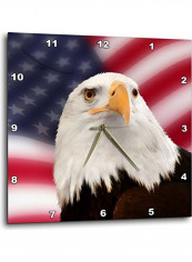 Patriotic American Flag And Bald Eagle Wall Clock Multicolour 15x15inch