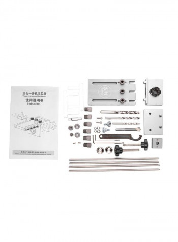 30-Piece Woodworking Puncher Locator Hole Drill Guide Kit Silver/Black