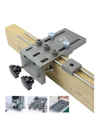 30-Piece Woodworking Puncher Locator Hole Drill Guide Kit Silver/Black