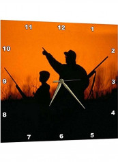Father And Son Hunting Printed Wall Clock Black/Orange 15x15x0.1inch